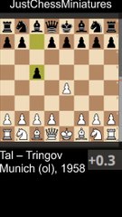 Mikhail Tal sacrifices the Queen and beats Tringov