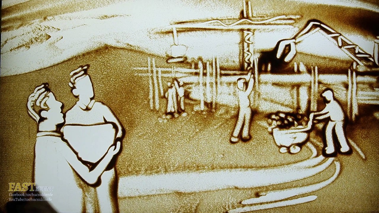 Vẽ  Tranh Cát Nghệ Thuật Mừng 50 Năm Thành Lập Doanh Nghiệp