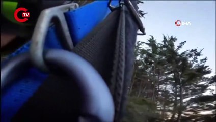 Uçurumdan düşen adam helikopterle kurtarıldı