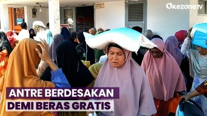 Demi Beras Gratis, Emak-Emak Rela Antre Berdesakan di Mandailing Natal