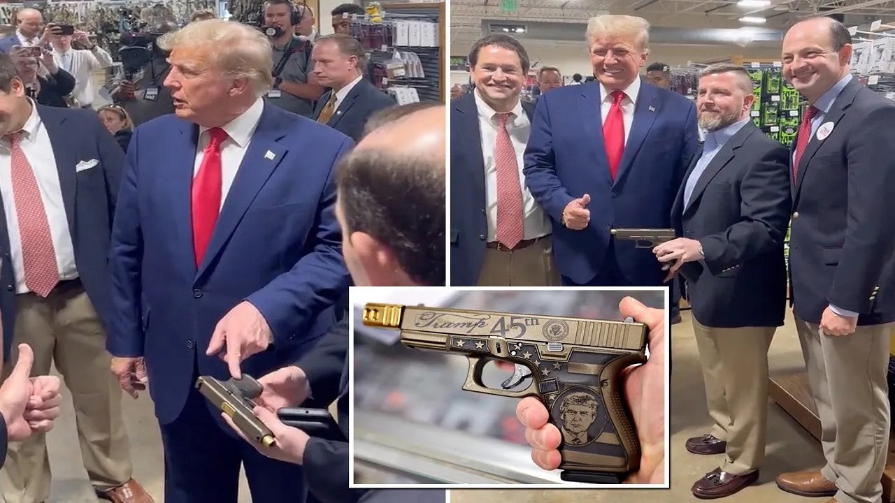 Donald Trump ogles pistol with his face on it during South Carolina swing : Stars Of Hollywood