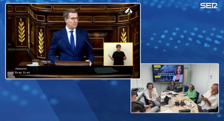 Feijóo dice esta frase y provoca carcajadas y la reacción inmediata de Àngels Barceló: "¡Mentira!"