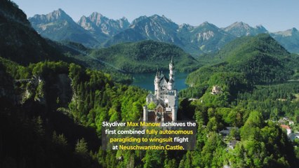 Skydiver Max Manow in legendary wingsuit flight past Neuschwanstein Castle