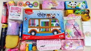 huge stationery collection, fancy collection of pencil case, light pen, cute erasner, art kit, lamp