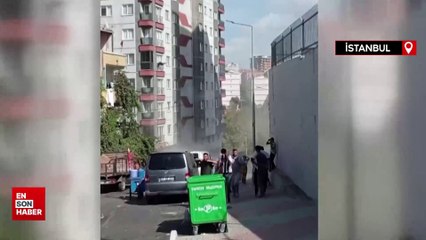 Esenler'de apartmanın dış cephesi çöktü