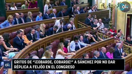 Gritos de ¡Cobarde, cobarde! a Sánchez por no dar réplica a Feijóo en el Congreso