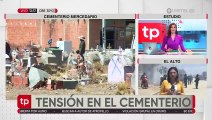 Familiares de difuntos apedrean a sede y policías en medio del conflicto por la “exhumación” en el cementerio de Mercedario