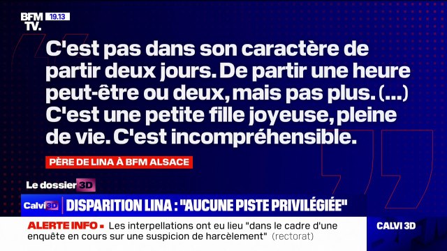 Disparition de Lina: Ce n'est pas dans son caractère de partir deux jours , affirme le père de la jeune fille