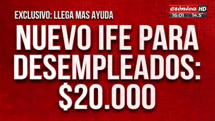 Nuevo IFE para desempleados: $20.000