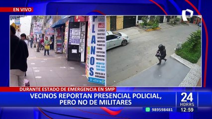 SMP: calles no reportan presencia militar pese a estado de emergencia