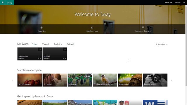 Microsoft Sway Course Section 5 Creating New Sway using Topics