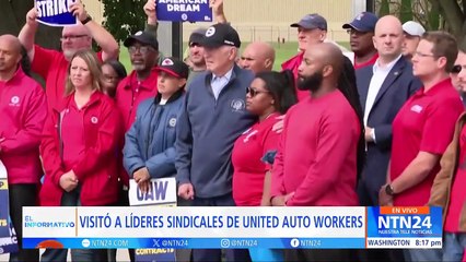 Biden se une con megáfono en mano a la huelga de trabajadores del sector automotriz