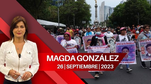 Marcha por 9 años de la desaparición de los 43 normalistas en CdMx. Magda González, 26 de septiembre de 2023