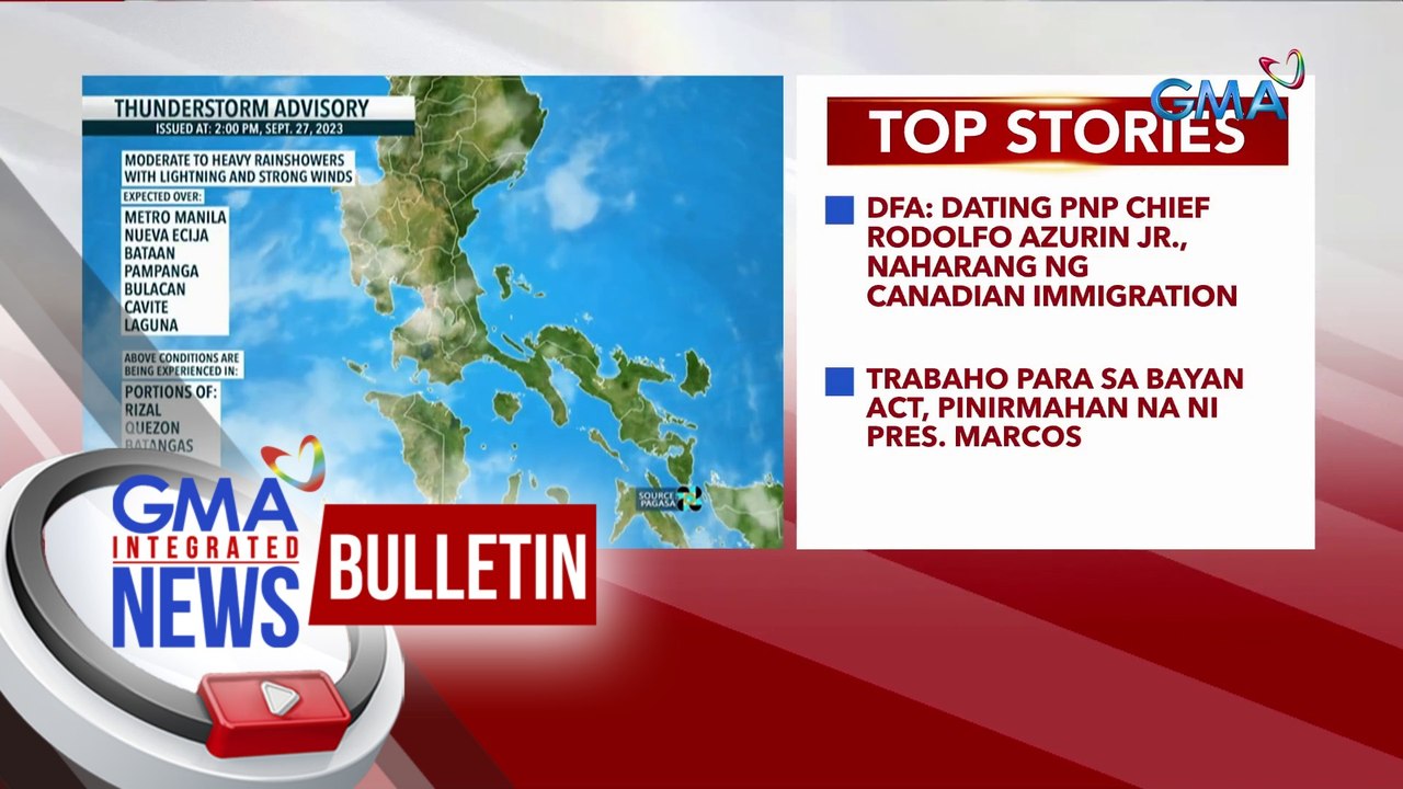 Thunderstorm advisory as of 2:00PM (September 27, 2023) | GMA Integrated News Bulletin