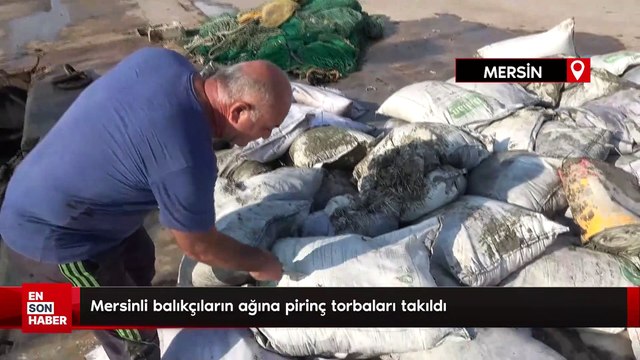 Mersinli balıkçıların ağına pirinç torbaları takıldı