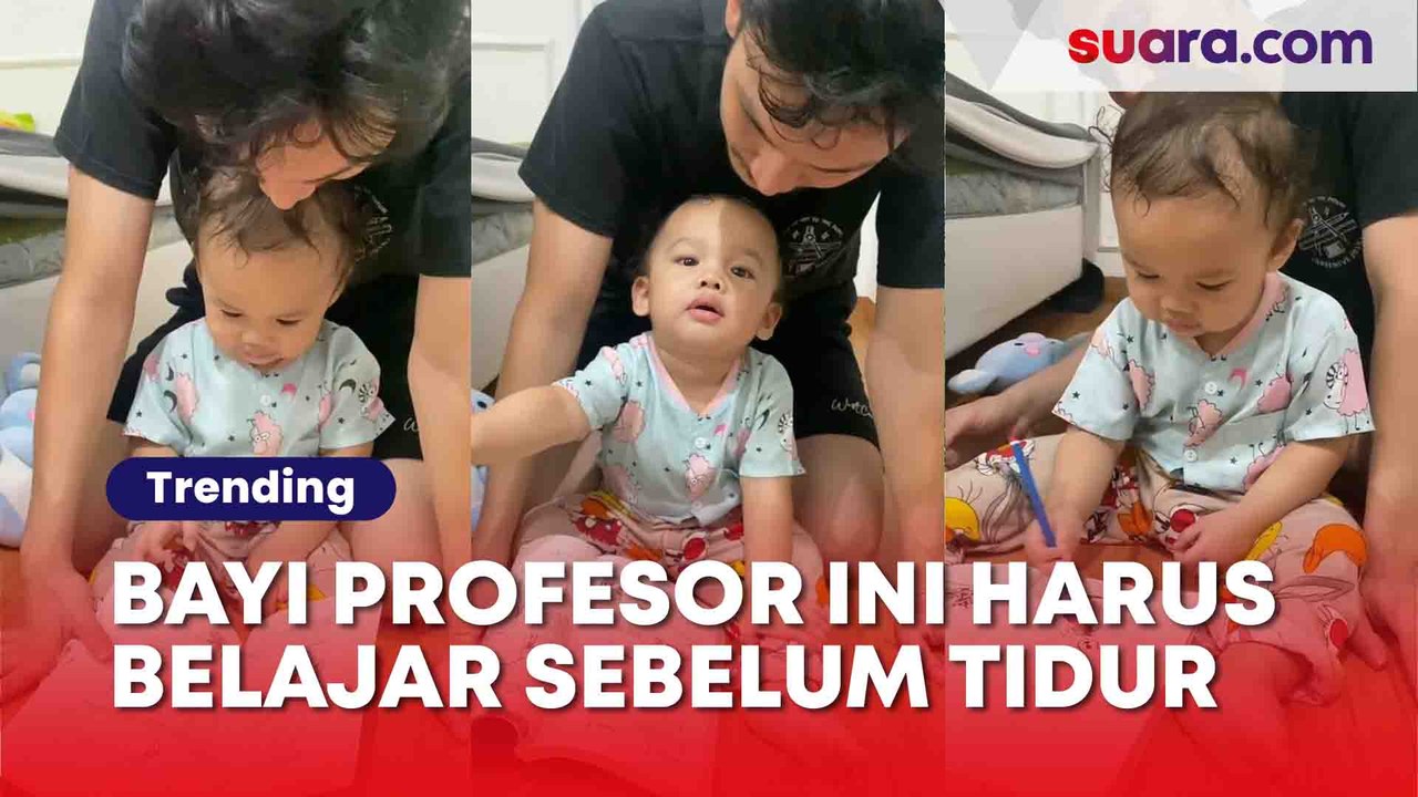 Bikin Gemas! Bayi Profesor Ini Harus Belajar Sebelum Tidur. Warganet: Aku Aja Nggak Tau Materi itu