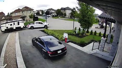 Trailer Scrapes Past Basketball Hoop