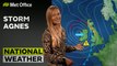 Met Office Afternoon Weather Forecast 27/09/23 – Storm Agnes