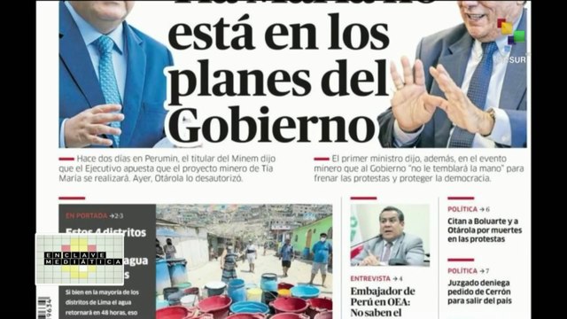 Enclave Mediática 27-09: Pdta. de Perú responderá ante Fiscalía por muertes en protestas