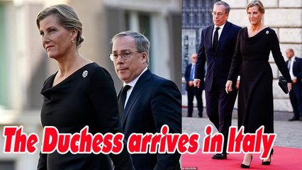 Duchess of Edinburgh cuts a sombre figure as she attends state funeral of Giorgio Napolitano