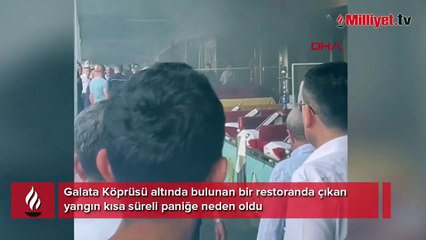 Galata Köprüsü'nde bir restoranda yangın çıktı