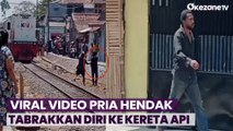 Viral! Pria di Garut Diduga Hendak Tabrakan Diri ke Kereta Api