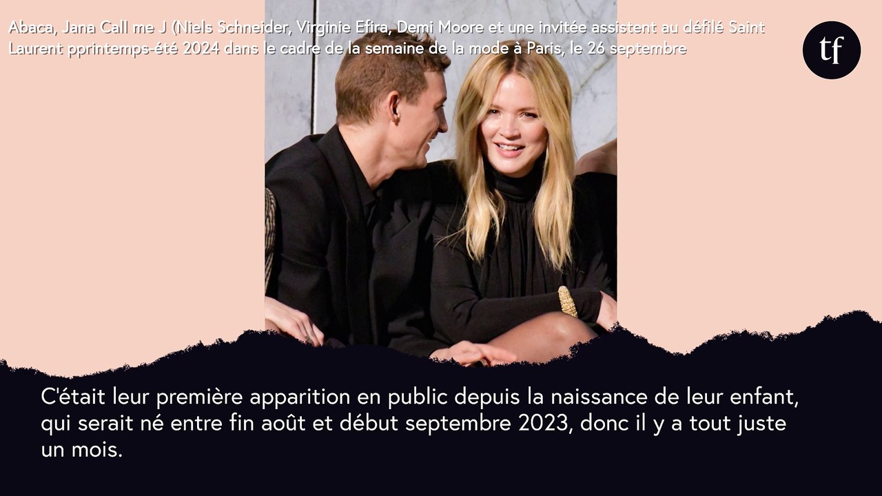 Virginie Efira et Niels Schneider sur leur 31 : sublime 1ère apparition au défilé Saint Laurent depuis la naissance de leur bébé