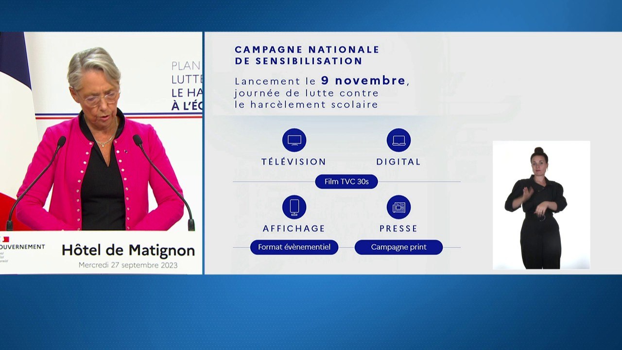 "Ne minimisons pas ce que vivent les enfants": Élisabeth Borne annonce une campagne de sensibilisation contre le harcèlement scolaire