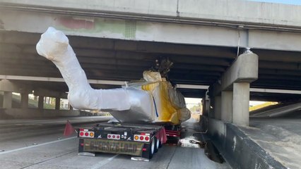 Hover and out! Trucker jams pricey chopper under Louisiana overpass