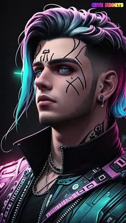 Glamcore Dreams: Hyper-Realistic Model Boy in Cyberpunk Extravaganza Art 