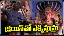 Khairatabad Ganesh Idol On Lorry | Khairatabad Ganesh Nimajjanam 2023 | V6 News