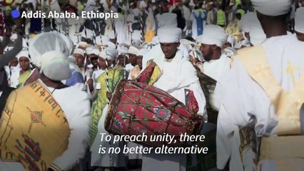 Ethiopian Orthodox devotees celebrate the Meskel holiday and pray for peace