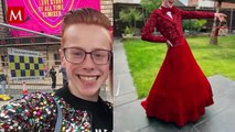 Joven causa furor en redes sociales por asistir a su graduación con vestido carmesí
