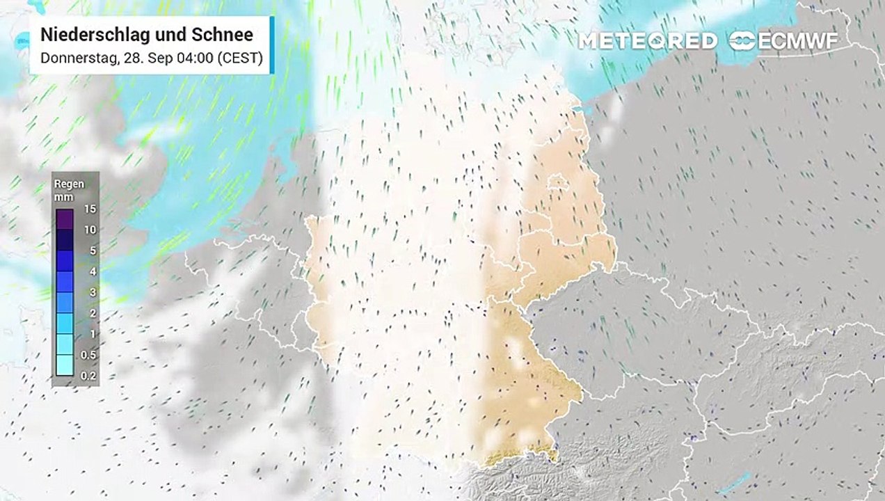 Freitag fällt in Deutschland etwas Regen! Die Animation zeigt wo es genau nass werden könnte!