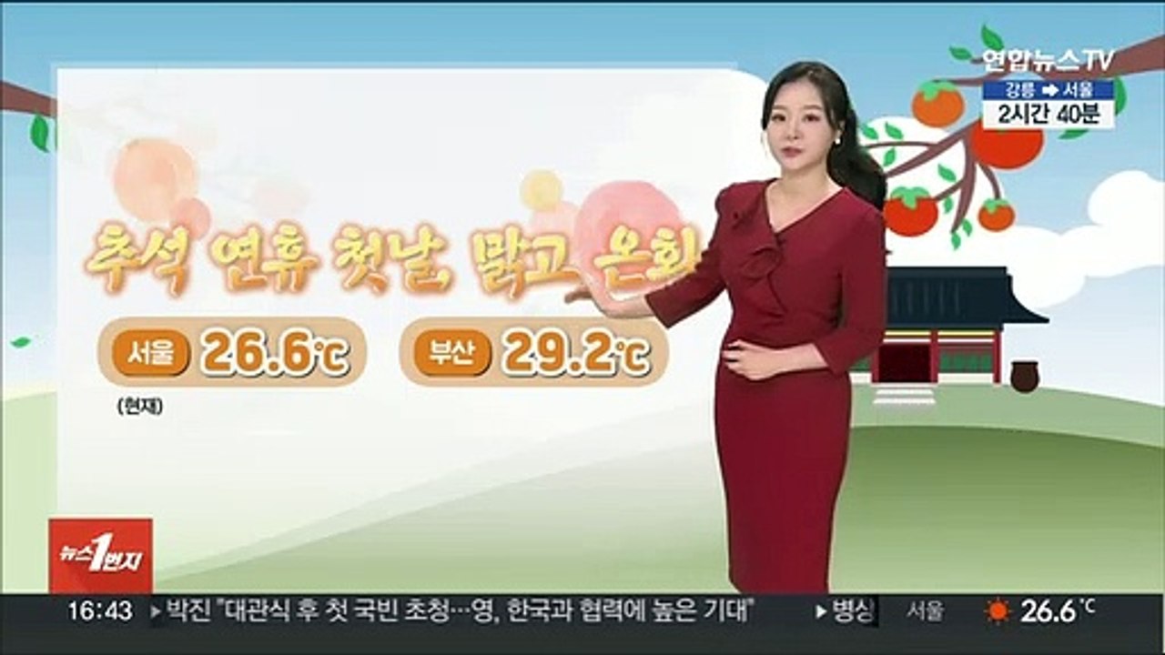 [날씨] 연휴 내내 대체로 맑음…추석 당일 구름 사이 보름달