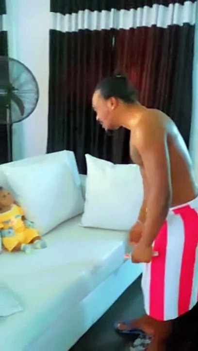 Adorable baby listens to dad as he addresses the constant crying