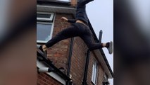 Watch: Teen fleeing police leaps across roof wearning slippers during cannabis raid