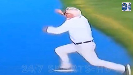 Watch moment ‘Colonel Sanders’ evades security and sprints across green and jumps in lake to celebrate Ryder Cup win