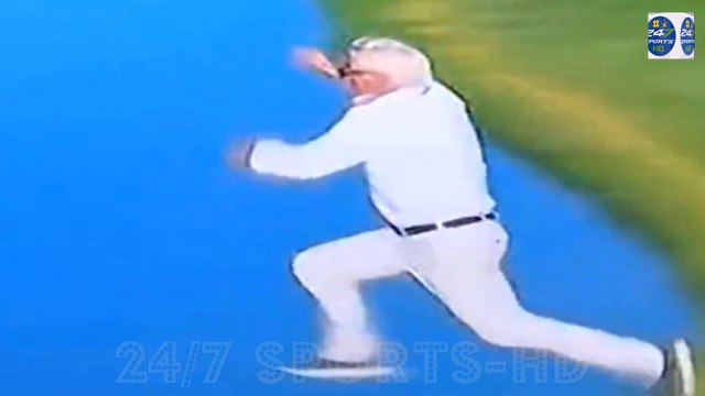 Watch moment ‘Colonel Sanders’ evades security and sprints across green and jumps in lake to celebrate Ryder Cup win