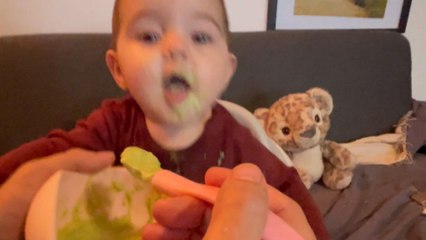 Disappointment sweeps across baby's face as she tastes brackish broccoli for the first time