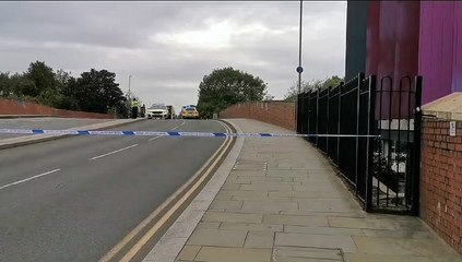 Police cordon in place on a bridge in Northampton town centre