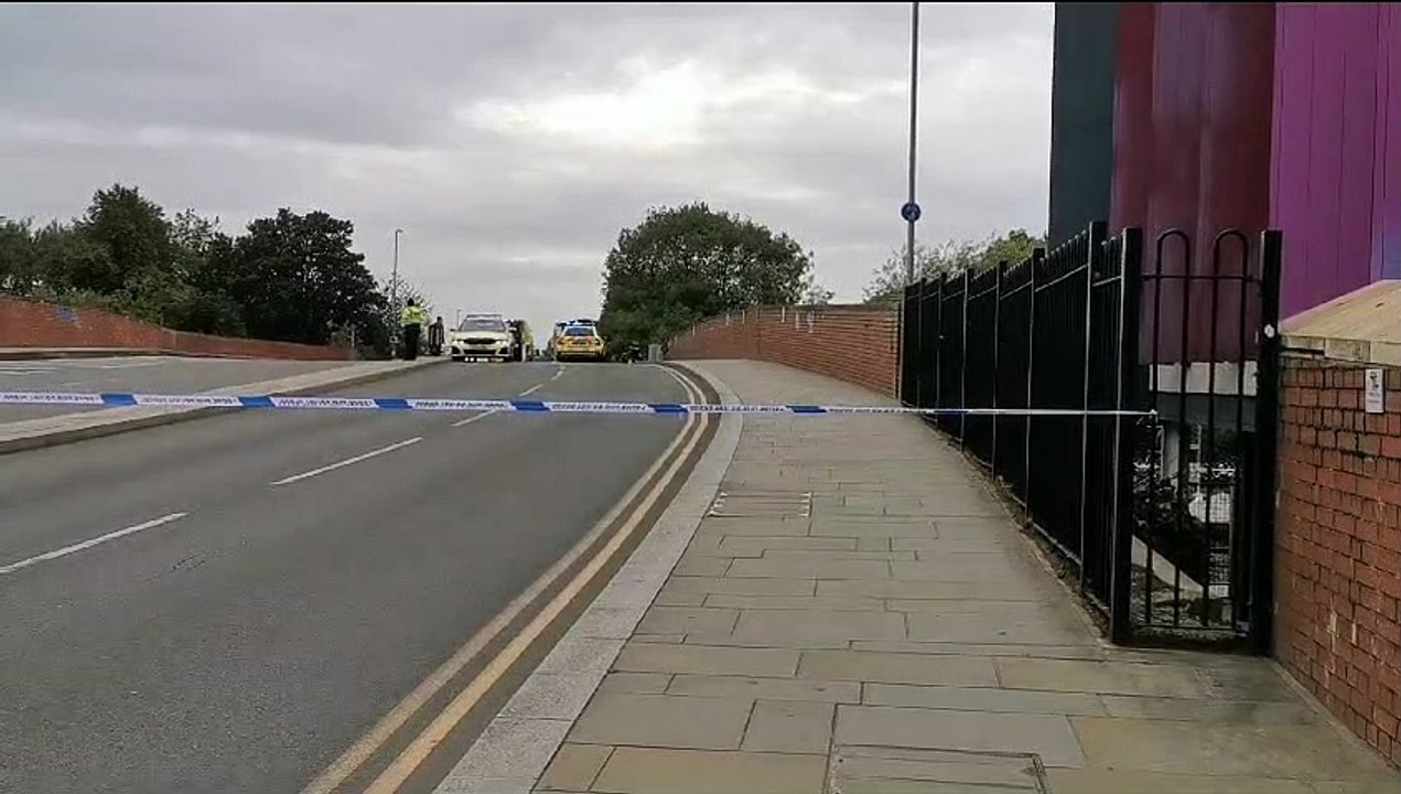 Police cordon in place on a bridge in Northampton town centre