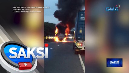Truck na may dalang coconut oil, nasunog sa bahagi ng SLEX | Saksi