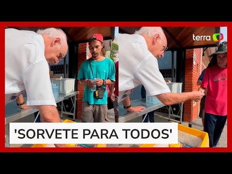 Padre Júlio Lancellotti distribui picolés para pessoas em situação de rua