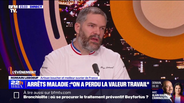 Arrêts maladie: Ça pénalise les entreprises de l'artisanat qui sont en souffrance , pour Romain Leboeuf (artisan boucher et meilleur ouvrier de France)