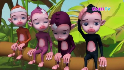 FIVE LITTLE MONKEYS   OUTDOOR & INDOOR   NURSERY RHYMES FOR CHILDREN   Chitti TV