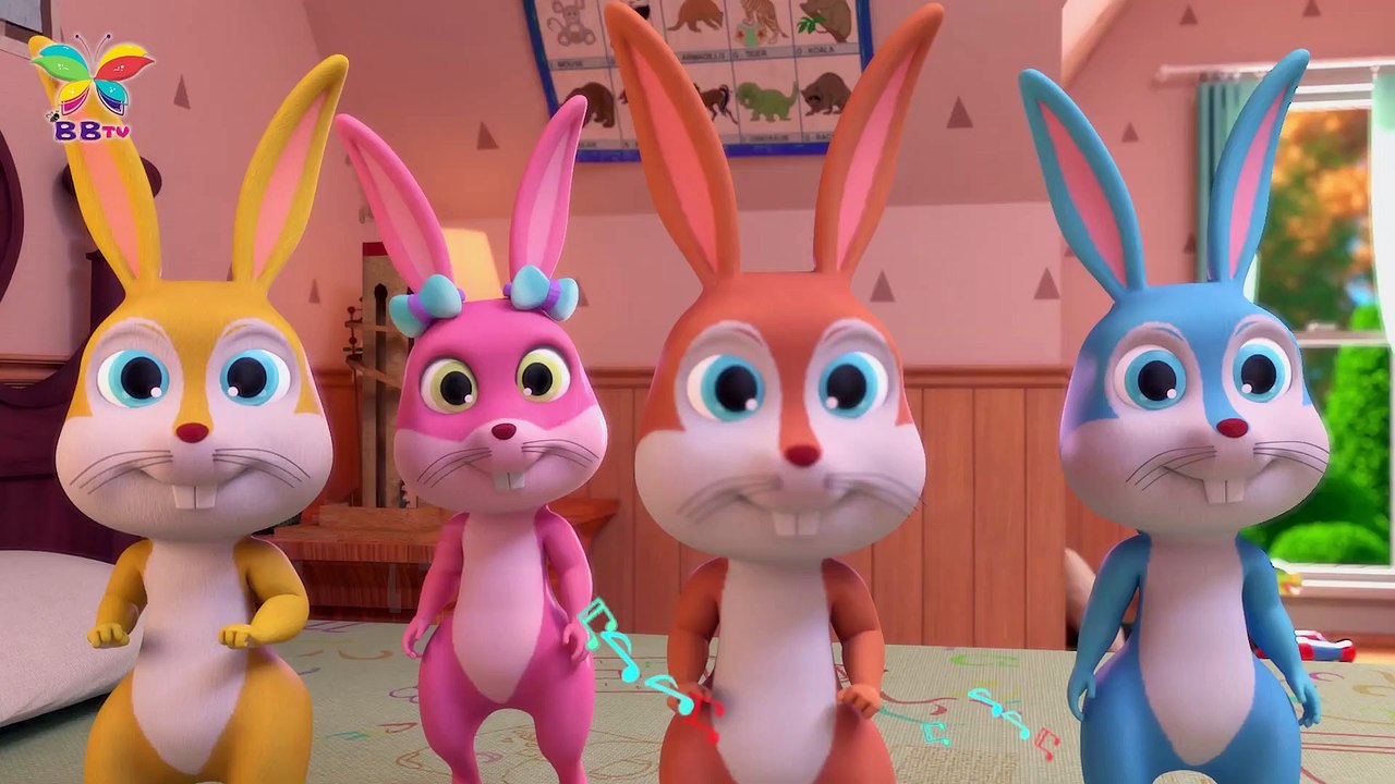 Five Little Rabbits Jumping on the Bed Animals Rhymes And Song For Baby ...