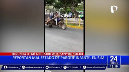 Imprudencia en las vías: Sujeto amarra un palo a motocarga para llevarlo conduciendo al taller