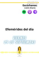 EFEMÉRIDES VIERNES 29 SEPTIEMBRE 2023