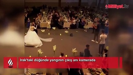 Irak'taki düğünde yangının ilk çıkış anı kamerada! Korkunç görüntüler...